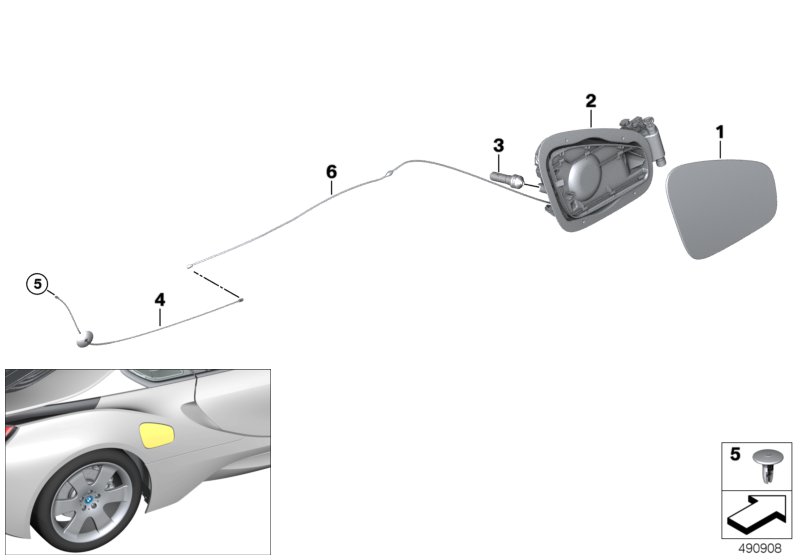 Заслонка заливного отверстия для BMW I12N i8 B38X (схема запчастей)