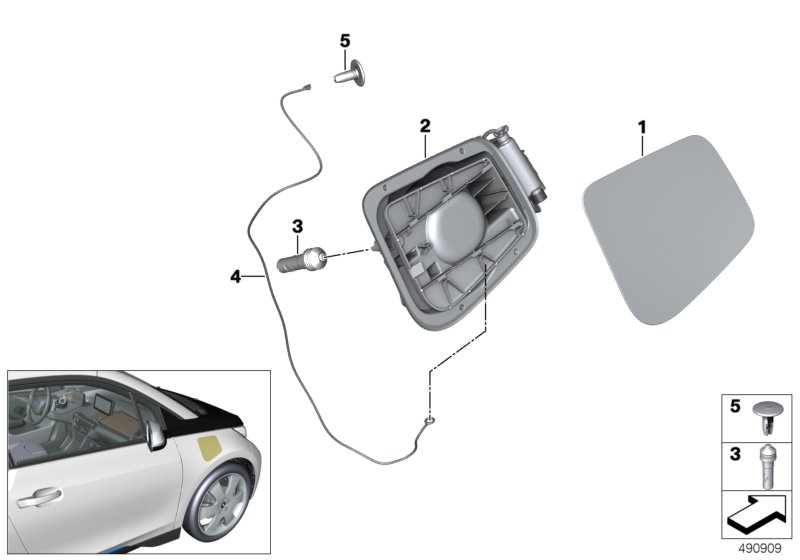Заслонка заливного отверстия для BMW I01 i3 94Ah IB1 (схема запчастей)