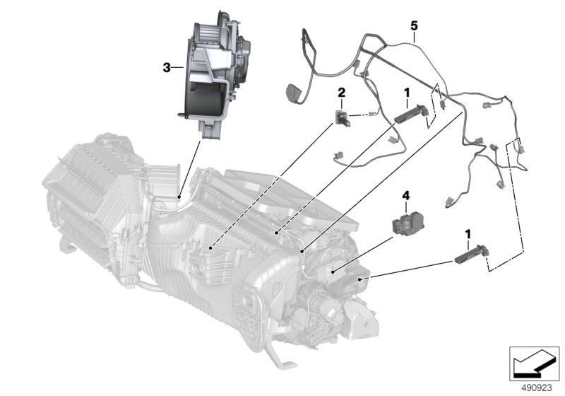 Электр.детали отопителя/кондиционера для BMW G29 Z4 M40i B58C (схема запчастей)