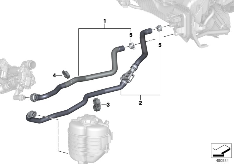 Шланги охлаждающей жидкости для BMW G29 Z4 M40i B58C (схема запчастей)