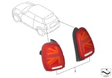 Переосн.блока задних фонарей Facelift для BMW F56 Cooper S B48C (схема запасных частей)