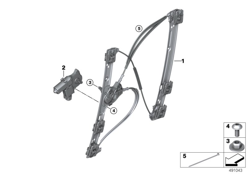 Механизм перемещения стекла двери Пд для BMW RR31 Cullinan N74L (схема запчастей)