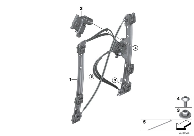 Механизм перемещения стекла двери Зд для ROLLS-ROYCE RR31 Cullinan N74L (схема запчастей)