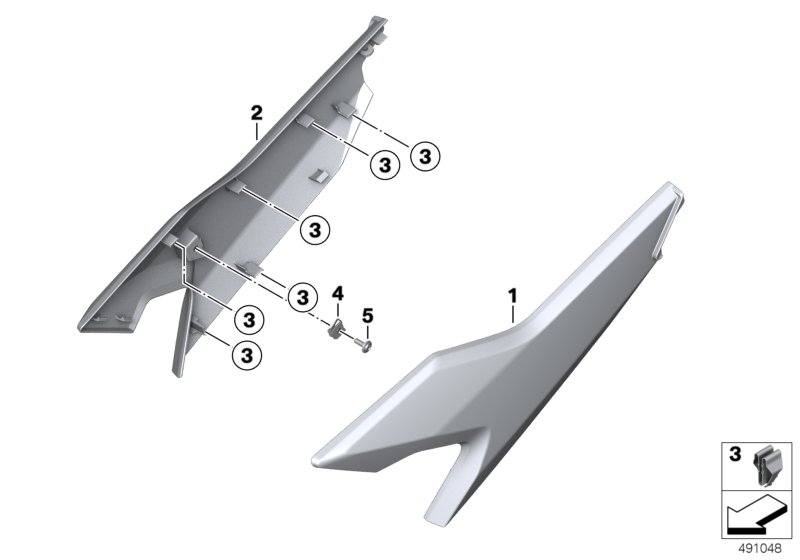 Боковая часть облицовки для BMW K09 C 400 X (0C09, 0C19) 0 (схема запчастей)