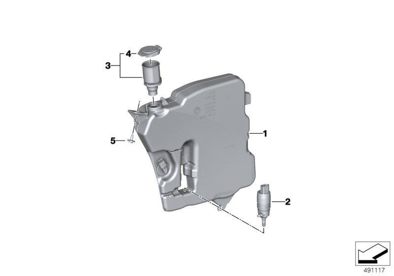 Детали бачка стеклоомывателя для BMW G29 Z4 20i B48D (схема запчастей)