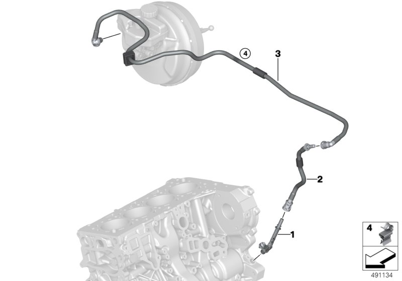 Вакуумный трубопр.усилителя тормозов для BMW G01 X3 18d B47B (схема запчастей)
