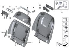 Накладки спинки переднего сиденья для BMW G05 X5 40iX B58C (схема запасных частей)