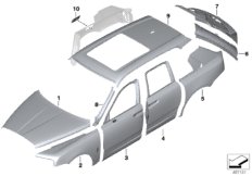 Наружная облицовка для BMW RR31 Cullinan N74L (схема запасных частей)
