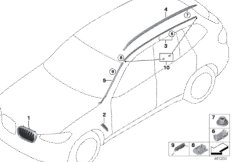Наружные накладки / декоративные решетки для BMW G01 X3 20i B48 (схема запасных частей)