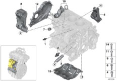 Блок цилиндров/дополнительные элементы для BMW I12N i8 B38X (схема запасных частей)