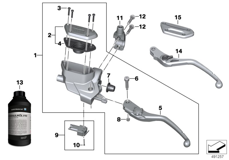 Арматура сцепления для BMW K21 R nineT (0A06, 0A16) 0 (схема запчастей)