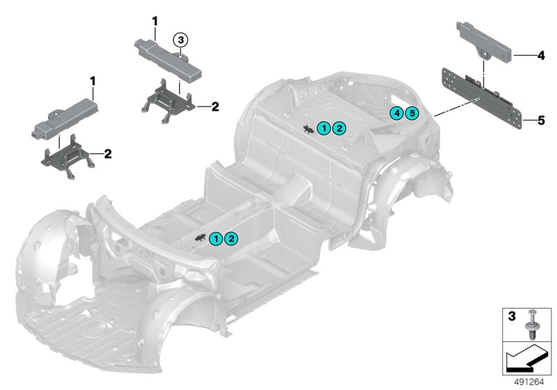 Детали антенны комфортного доступа для BMW I12 i8 B38 (схема запчастей)