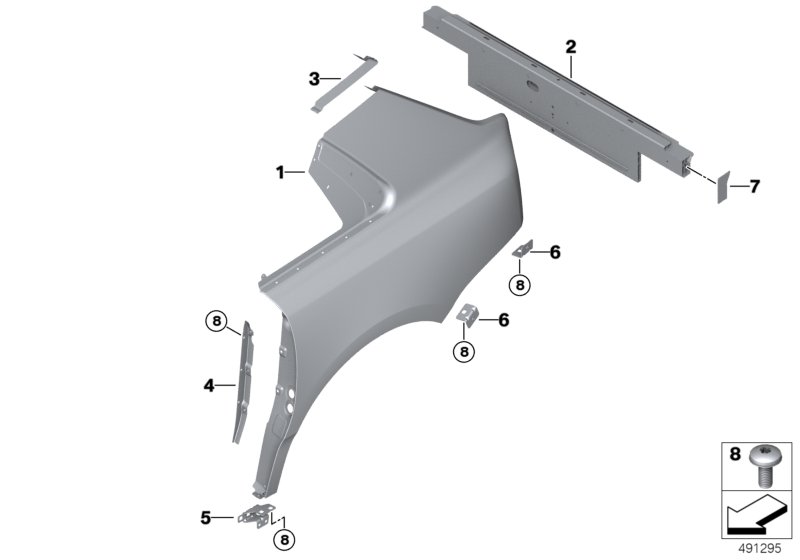 Крыло/облицовка задней части для ROLLS-ROYCE RR31 Cullinan N74L (схема запчастей)
