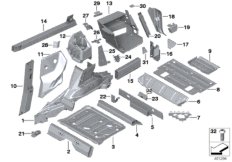 Дополнит.элементы пола багажника для BMW RR31 Cullinan N74L (схема запасных частей)
