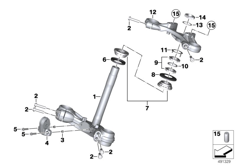 перемычка вилки Нж / Вх для BMW K21 R nineT 16 (0J01, 0J03) 0 (схема запчастей)