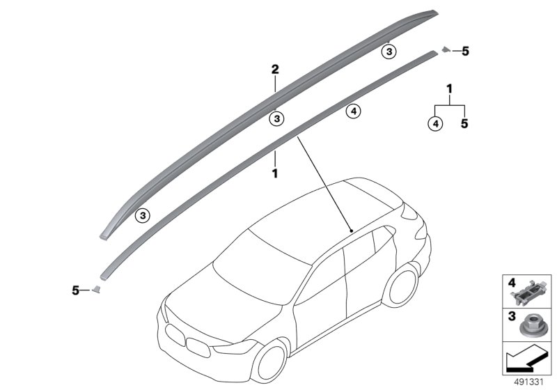 Декоративная планка крыши/леер для BMW F39 X2 18d B47B (схема запчастей)