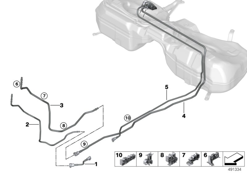 Топливопровод/ элементы крепления для BMW G20 320dX B47D (схема запчастей)