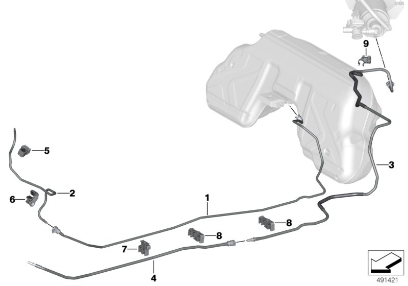 Топливопровод/ элементы крепления для BMW G29 Z4 30i B48D (схема запчастей)