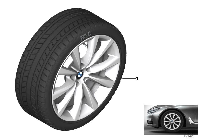 Spike/SC колесо в сб.зим. диз. 642-18" для BMW G14 840dX B57 (схема запчастей)