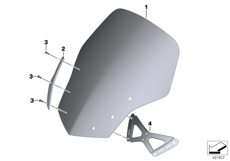 Ветрозащитный щиток, тонированный для MOTO K44 K 1300 GT (0538,0539) 0 (схема запчастей)