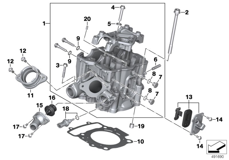 головка блока цилиндров для BMW K02 G 310 GS (0G02, 0G12) 0 (схема запчастей)