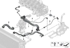 Шланги системы охлаждения для BMW F48 X1 16d B37 (схема запасных частей)