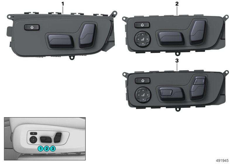 Переключатель регулировки сиденья вод. для BMW G07 X7 50iX N63M (схема запчастей)