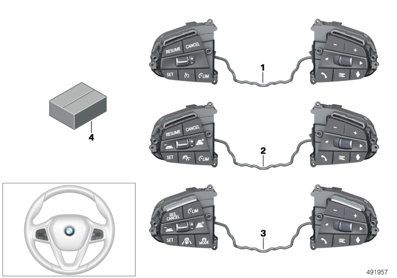 Переключатель рулевого колеса Sport для BMW G12N 730LdX B57 (схема запчастей)