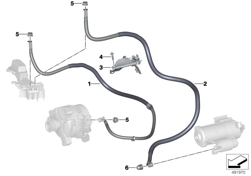 Провод стартера/провод генератора для BMW G29 Z4 20i B48D (схема запчастей)