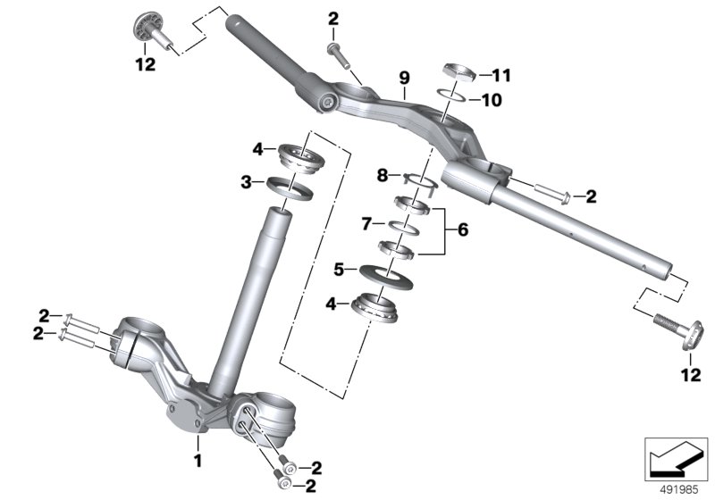 Телескопическая вилка, Telelever для BMW K32 R nineT Racer (0J21, 0J23) 0 (схема запчастей)