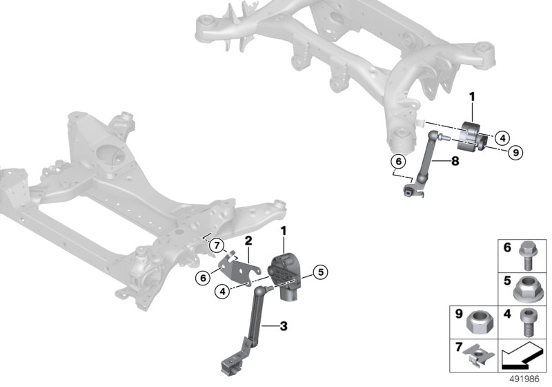 Датчик регулировки угла наклона фар для BMW G01 X3 20dX B47D (схема запчастей)