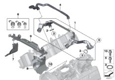 Система вентиляции картера для BMW F07N 550iX 4.0 N63N (схема запасных частей)