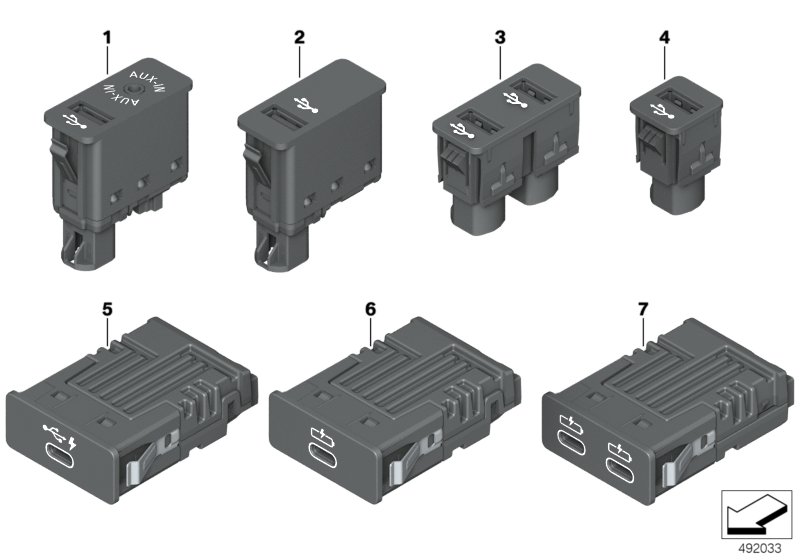 ГНЕЗДО USB/AUX-IN для MINI F56 Cooper SD B47D (схема запчастей)