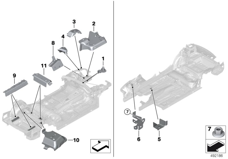 Кузовные вставки, доп.элементы для BMW F30N 330e B48X (схема запчастей)