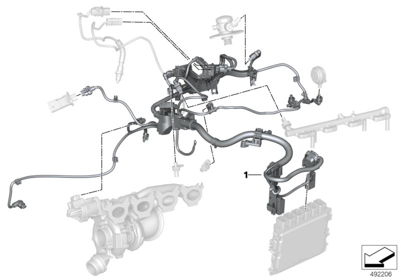 Жгут проводов двигателя модуль двиг.2 для BMW G29 Z4 20i B46D (схема запчастей)