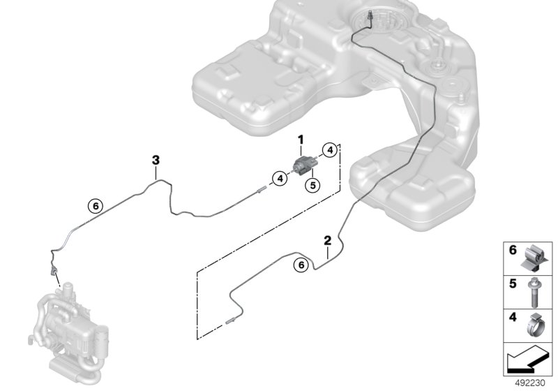 Система подачи топлива/насос/трубопровод для BMW G05 X5 25dX B47F (схема запчастей)
