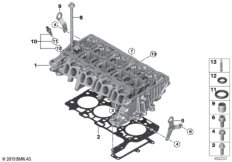 Головка блока цилиндров-доп.элементы для BMW G31 518d B47B (схема запасных частей)