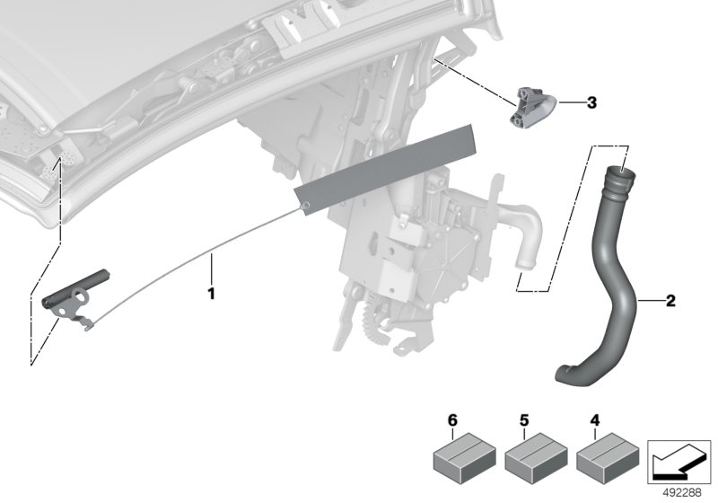 Складной верх дополнительные элементы для BMW I15 i8 B38X (схема запчастей)