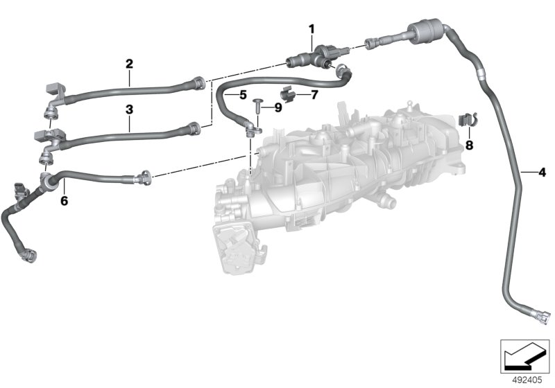 Клапан вентиляции топливного бака для BMW G29 Z4 20i B48D (схема запчастей)