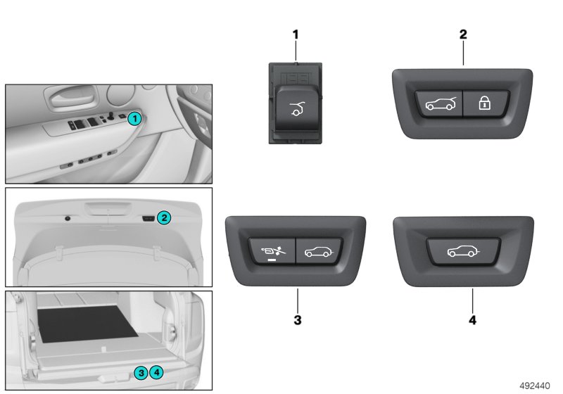 Переключатель привода крышки багажника для ROLLS-ROYCE RR31 Cullinan N74L (схема запчастей)