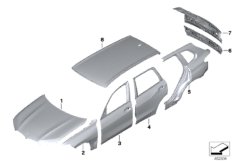Наружная облицовка для BMW G05 X5 40iX B58C (схема запасных частей)