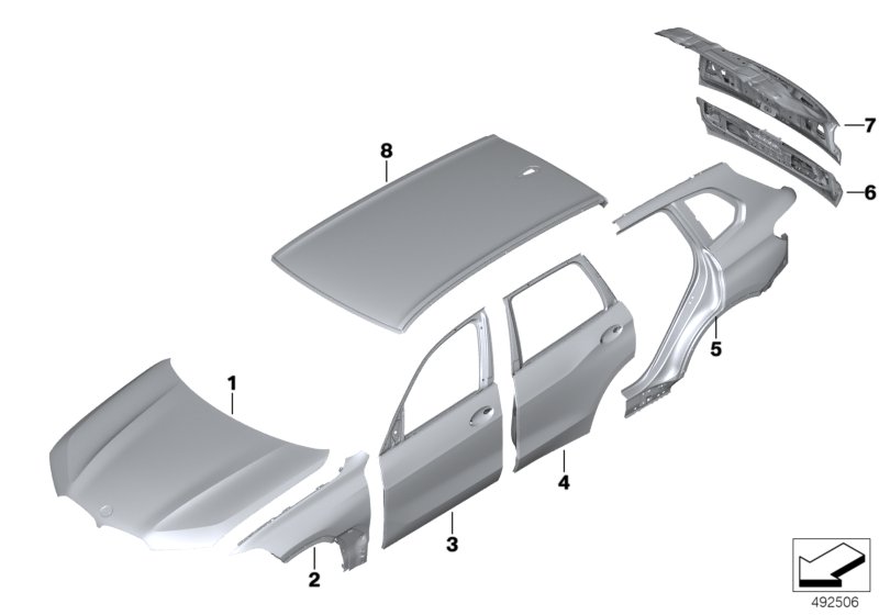 Наружная облицовка для BMW G07 X7 50iX N63M (схема запчастей)