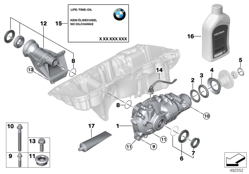 привод переднего моста для BMW G05 X5 M50dX B57S (схема запчастей)