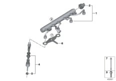 Магистраль Rail/форсунка/крепление для BMW F91 M8 S63M (схема запасных частей)