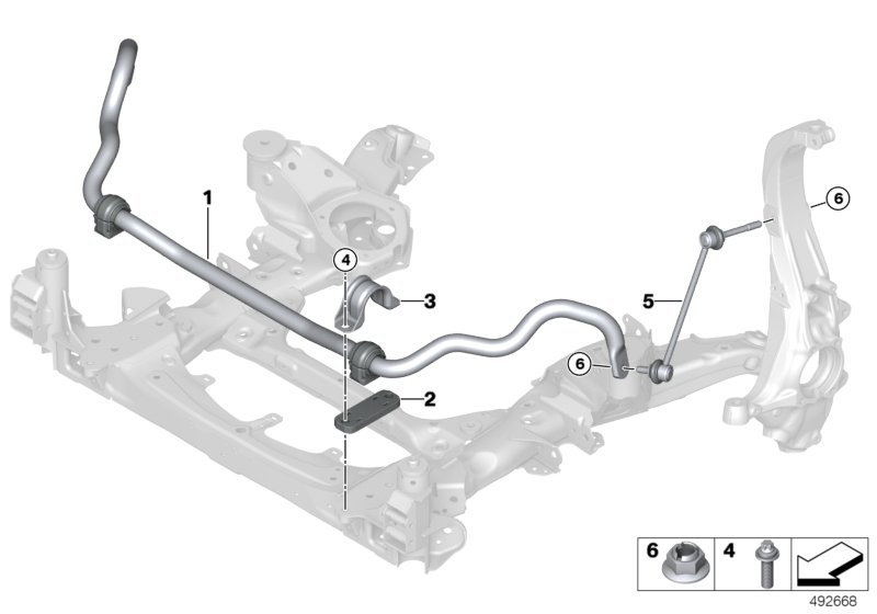 Стабилизатор Пд для BMW G05 X5 25dX B47F (схема запчастей)