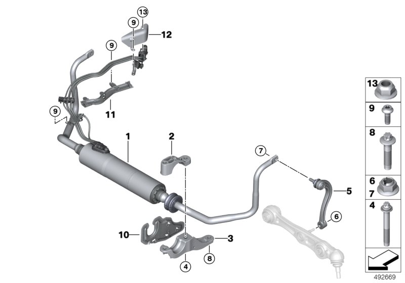 Стабилизатор Пд/Dynamic Drive для BMW RR12 Phantom EWB N74L (схема запчастей)