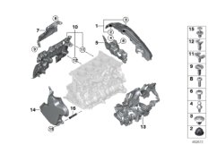 Звукоизоляционный кожух двигателя для BMW G11N 730i B48D (схема запасных частей)