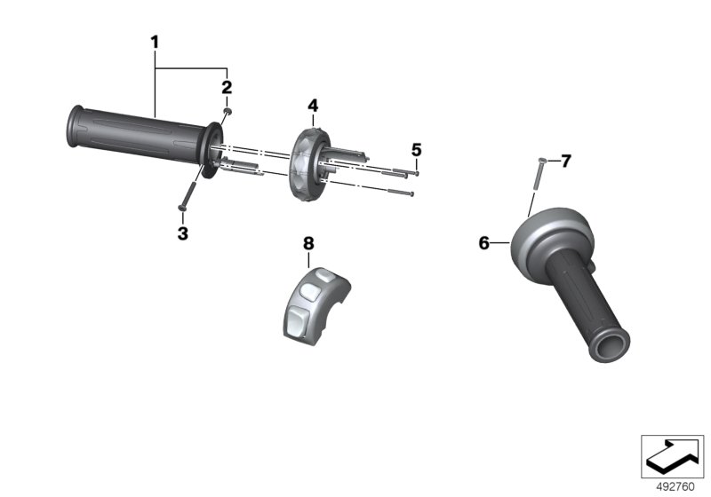 Дооснащение системы обогрева ручек для BMW K50 R 1250 GS 19 (0J91, 0J93) 0 (схема запчастей)