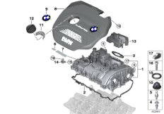 Крышка головки блока цилиндров/доп.эл. для BMW F45 216i B38 (схема запасных частей)