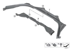 Дополнительные элементы моторного отсека для BMW G29 Z4 M40i B58D (схема запасных частей)